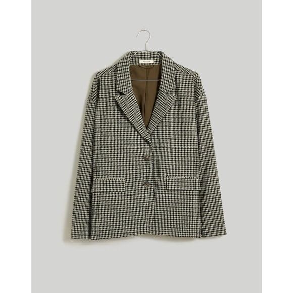 NWT Madewell Oversized Knit Blazer Houndstooth Jacket True Black Size L - Picture 4 of 6